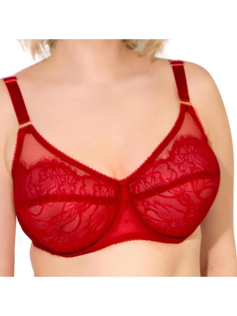 SMART & SEXY women’s red sheer lace 34DDD underwire SA1017 bra NWOT